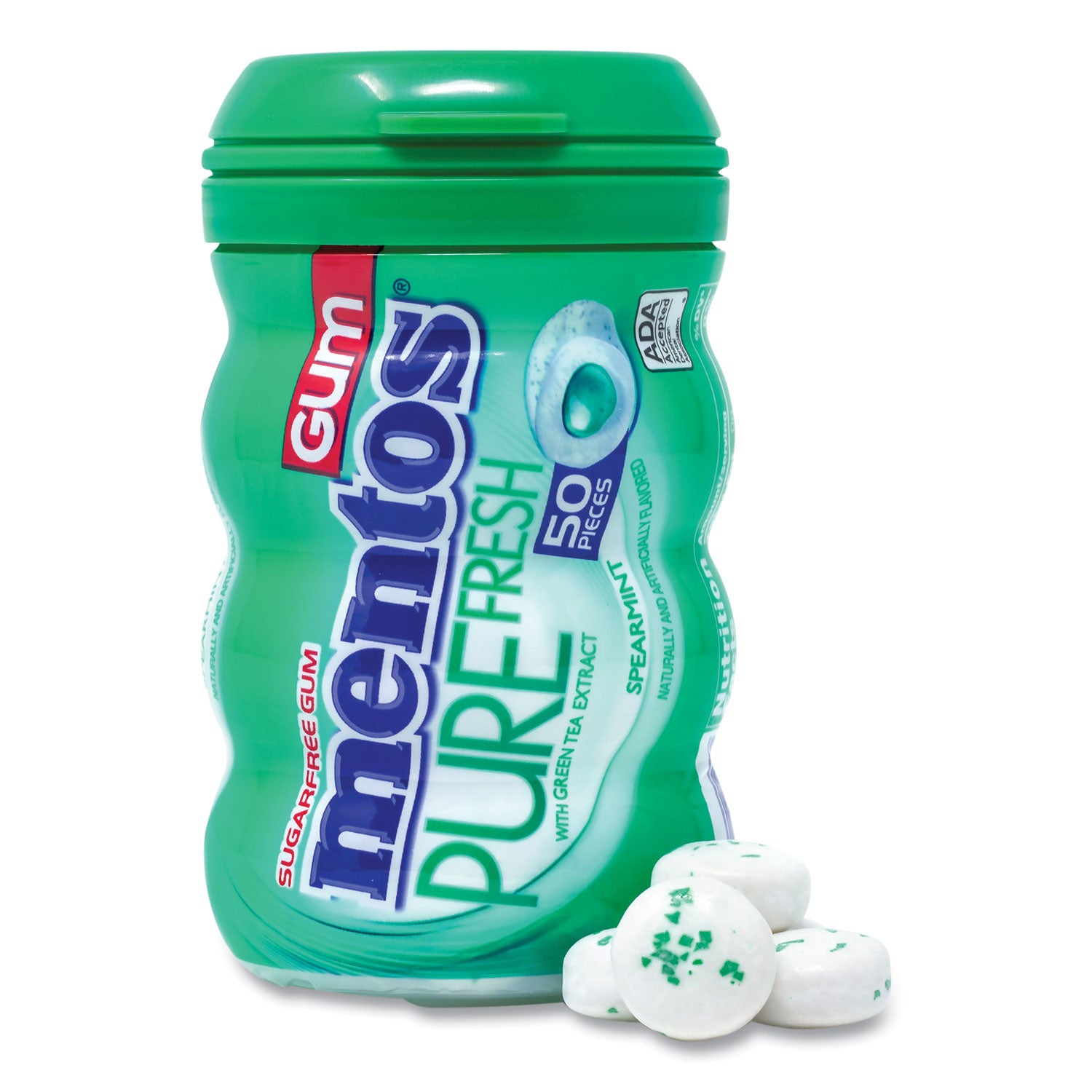 Mentos Pure Fresh Gum Variety Pack, Fresh Mint/Spearmint, 50 Pieces/Bottle, 8 Bottles/Carton (60000727)