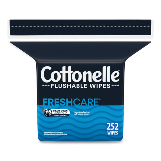 Cottonelle Flushable Wet Wipes, Zip Pack Refill, White, 5 x 7.25, 252/Pack (43541)