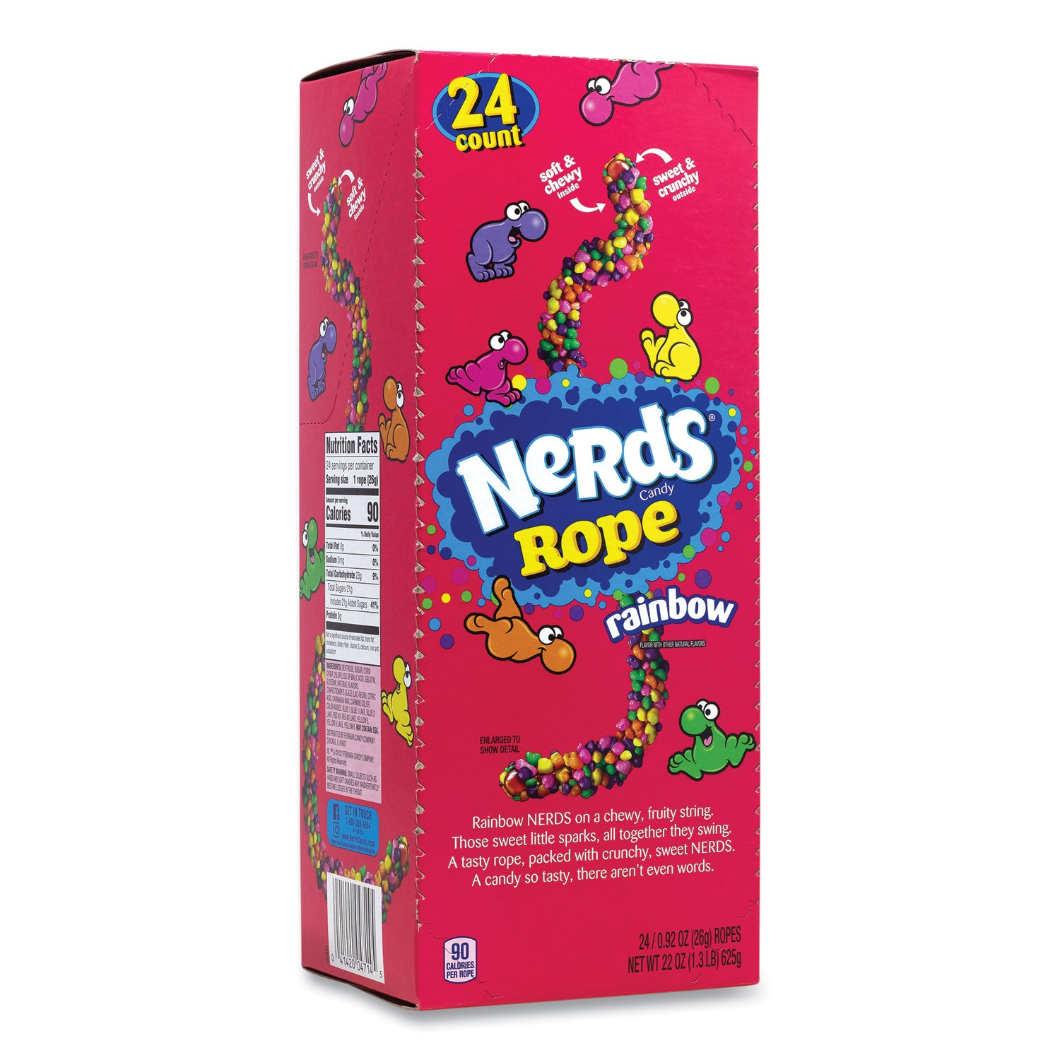 Nestle Nerds Rope Candy, Fruity, 0.92 oz Individually Wrapped, 24/Carton (22002136)