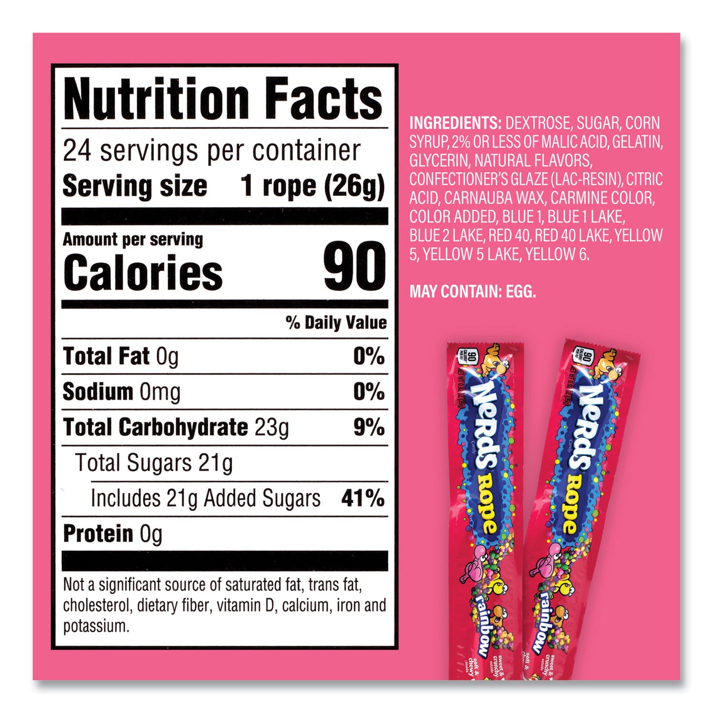 Nestle Nerds Rope Candy, Fruity, 0.92 oz Individually Wrapped, 24/Carton (22002136)