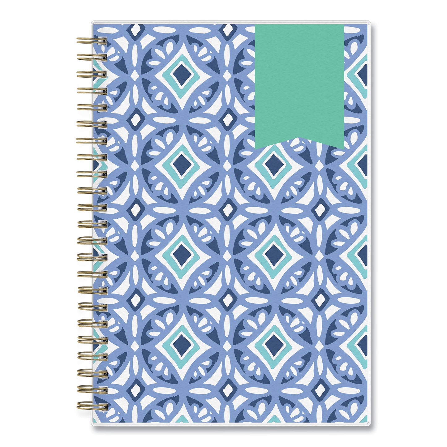 Blue Sky Day Designer Tile Weekly/Monthly Planner, Geometric Artwork, 8 x 5, Blue/White Cover, 12-Month (Jan to Dec): 2025 (101410)