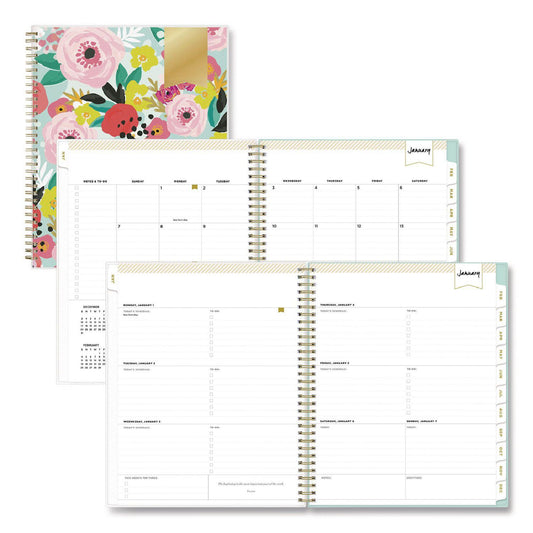 Blue Sky Day Designer Secret Garden Mint Frosted Weekly/Monthly Planner, Floral Artwork, 11 x 8.5, 12-Month (Jan to Dec): 2025 (140101)