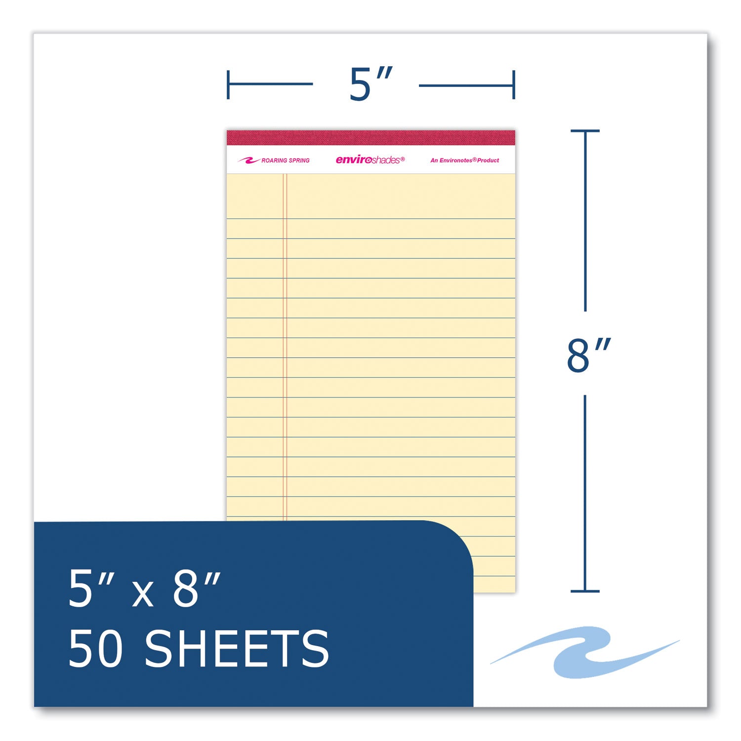 Roaring Spring Enviroshades Legal Notepads, 50 Assorted 5 x 8 Sheets, 72 Notepads/Carton (74220CS)