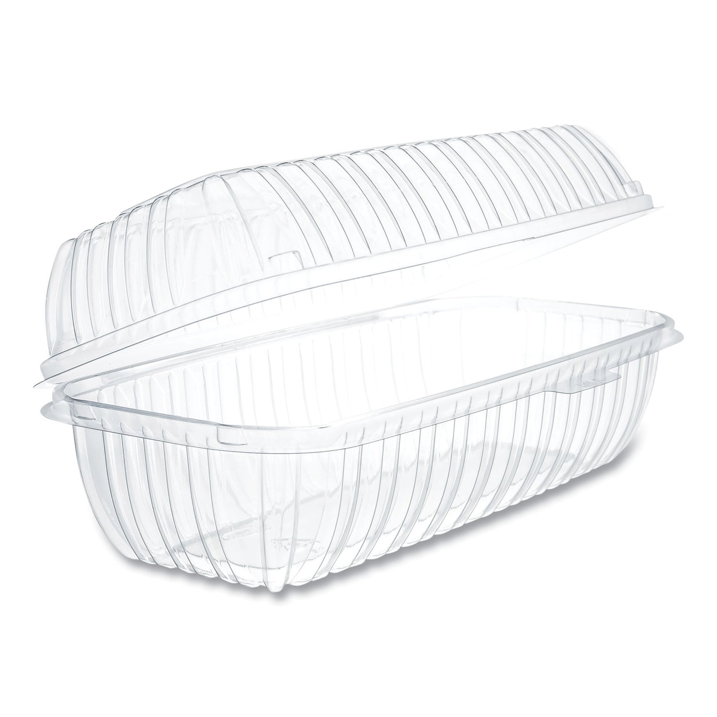 Dart Showtime Clear Hinged Containers, Hoagie Container, 29.9 oz, 5.1 x 9.9 x 3.5, Clear, Plastic, 100/Bag 2 Bags/Carton (C99HT1)