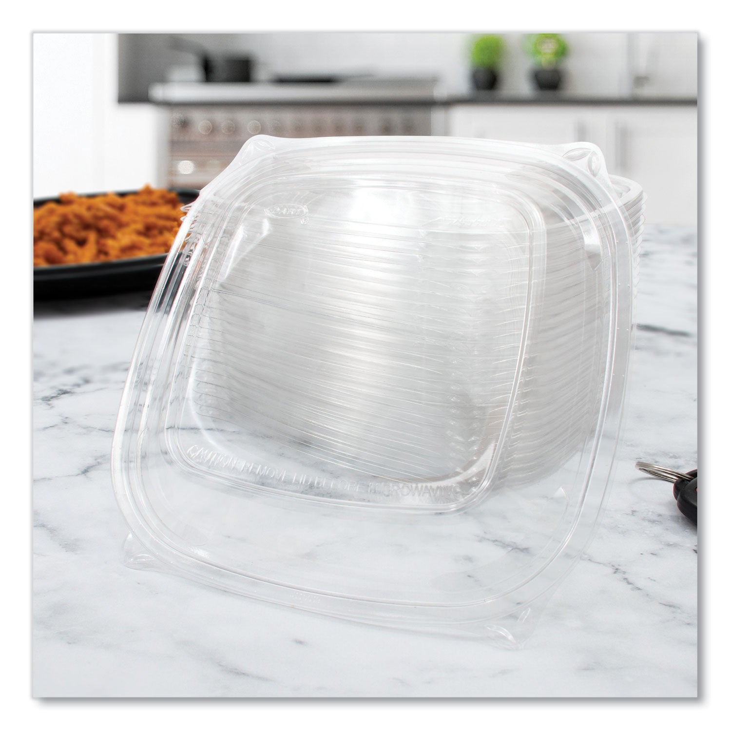 Dart PresentaBowls Pro Clear Square Lids for 24-32 oz Bowls, 8.5 x 8.5 x 0.5, Clear, Plastic, 63/Bag, 4 Bags/Carton (C2464BDL)