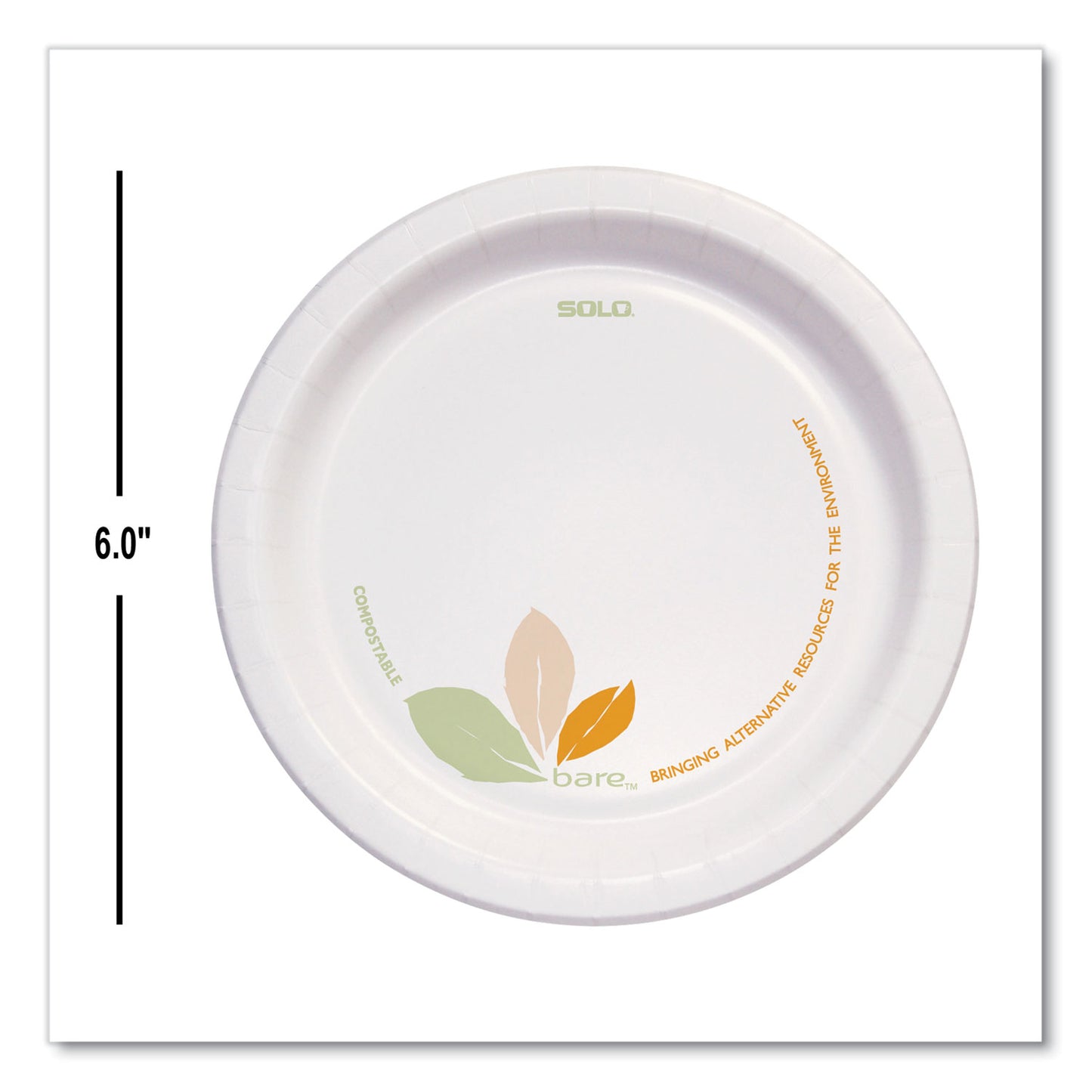 SOLO Bare Eco-Forward Paper Dinnerware Perfect Pak, ProPlanet Seal, Plate, 6" dia, Green/Tan, 125/Pack, 4 Packs/Carton (OFMP6J7234)