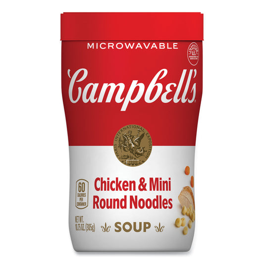 Campbells Soup On The Go Chicken with Mini Noodles, 10.75 oz Cup, 8/Carton (35100007)