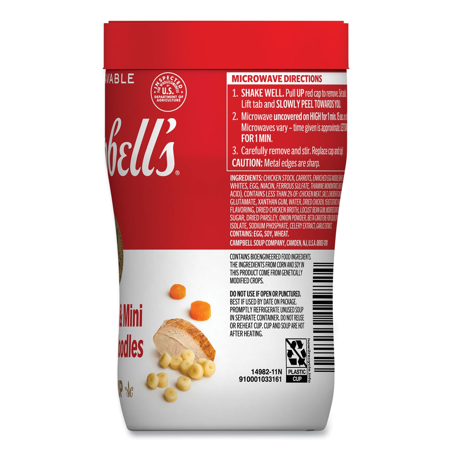 Campbells Soup On The Go Chicken with Mini Noodles, 10.75 oz Cup, 8/Carton (35100007)