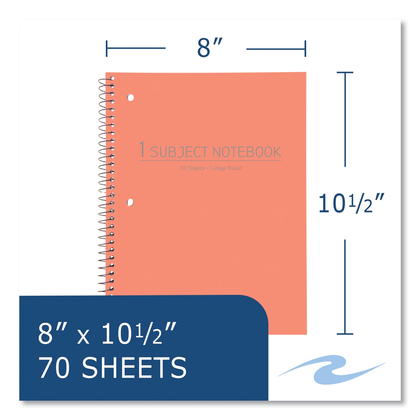 Roaring Spring Subject Wirebound Promo Notebook, 1-Subject, Med/College Rule, Assorted Cover, (70) 10.5 x 8 Sheets, 24/Carton (10034CS)