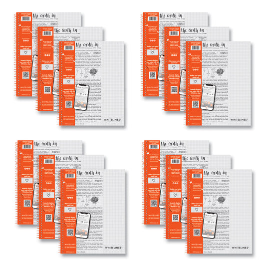 Roaring Spring Whitelines Notebook, Quadrille Rule, (5 sq/in), Gray/Orange Cover, (70) 11 x 8.5 Sheets, 12/Carton (17001CS)