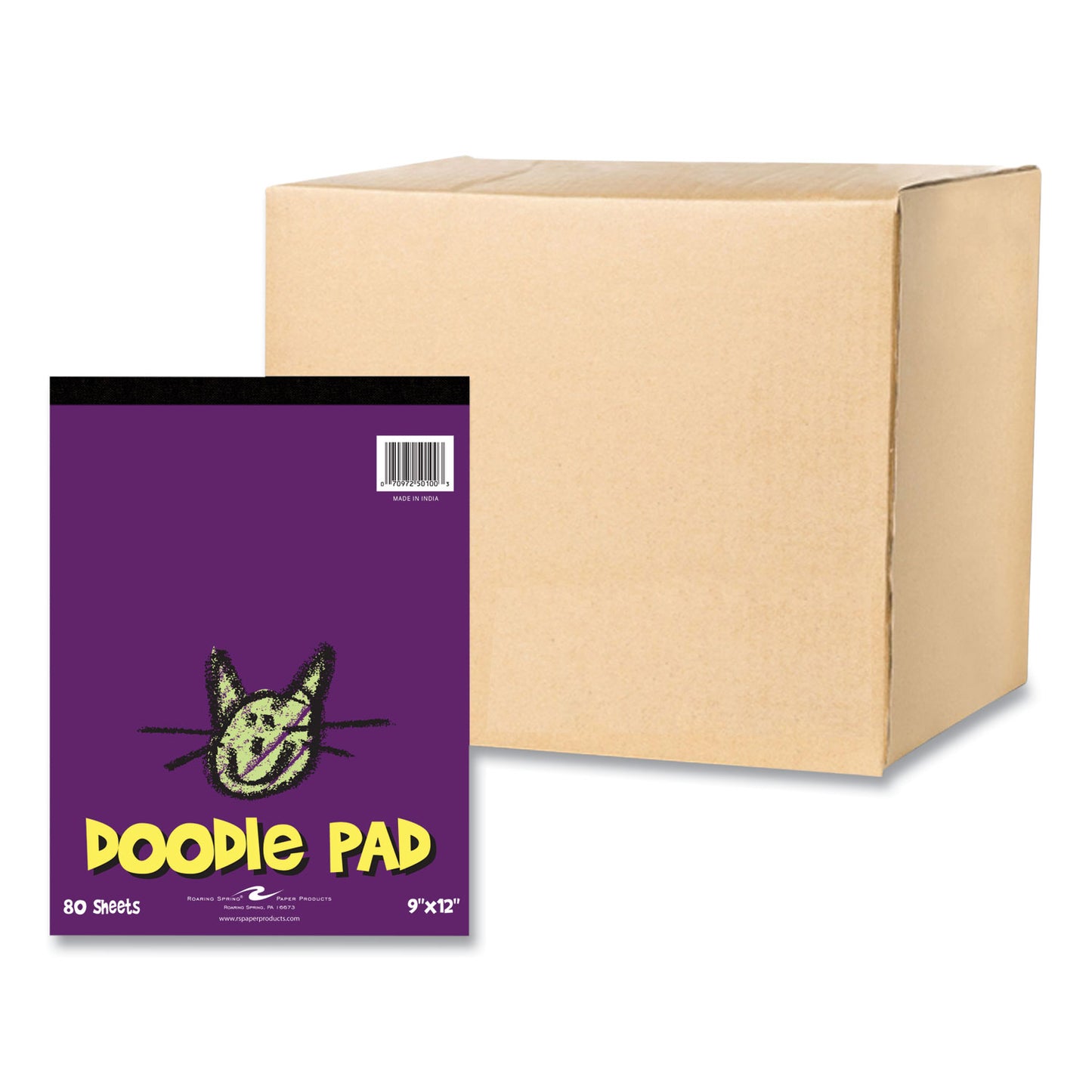 Roaring Spring Kids Doodle Pad, 80 White 9 x 12 Sheets, 12/Carton (50100CS)