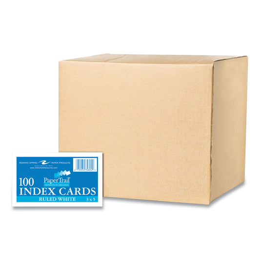 Roaring Spring White Index Cards, Narrow Ruled, 3 x 5, White, 100 Cards/Pack, 36/Carton (74804CS)