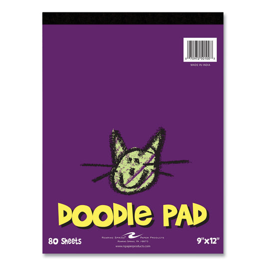 Roaring Spring Kids Doodle Pad, 80 White 9 x 12 Sheets, 12/Carton (50100CS)