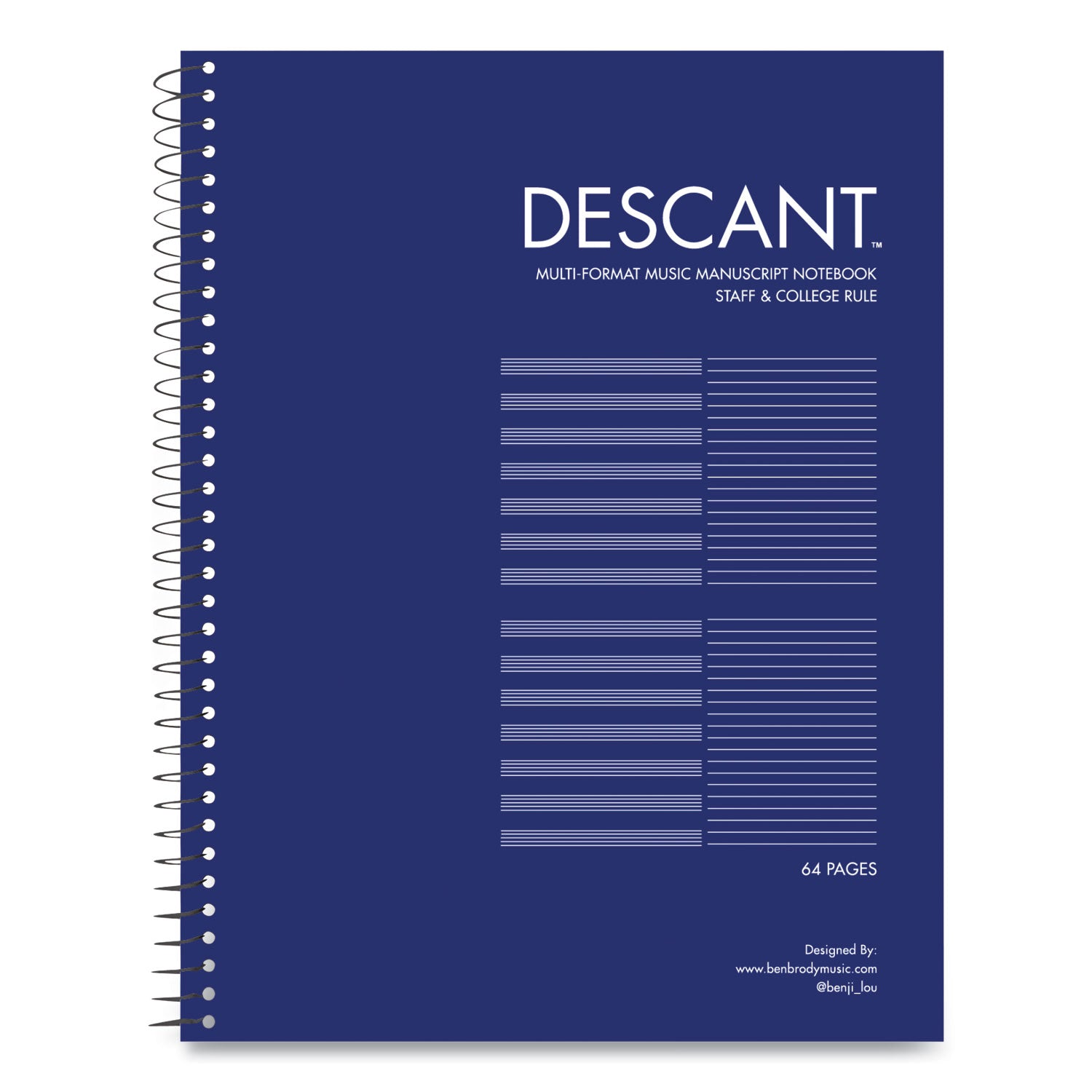 Roaring Spring Music Notebook, Medium/College Rule, Transcription Format, Blue Cover, (32) 8.5 x 11 Sheets, 24/Carton (11032CS)