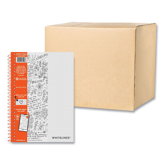 Roaring Spring Whitelines Notebook, Dot Rule (5 mm), Gray/Orange Cover, (70) 8.25 x 5.75 Sheets, 12/Carton (17006CS)