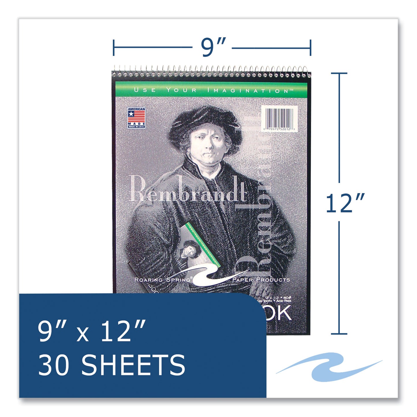 Roaring Spring Sketch Pad, Unruled, Rembrandt Photography Cover, (30) 9 x 12 Sheets,12/Carton (52112CS)