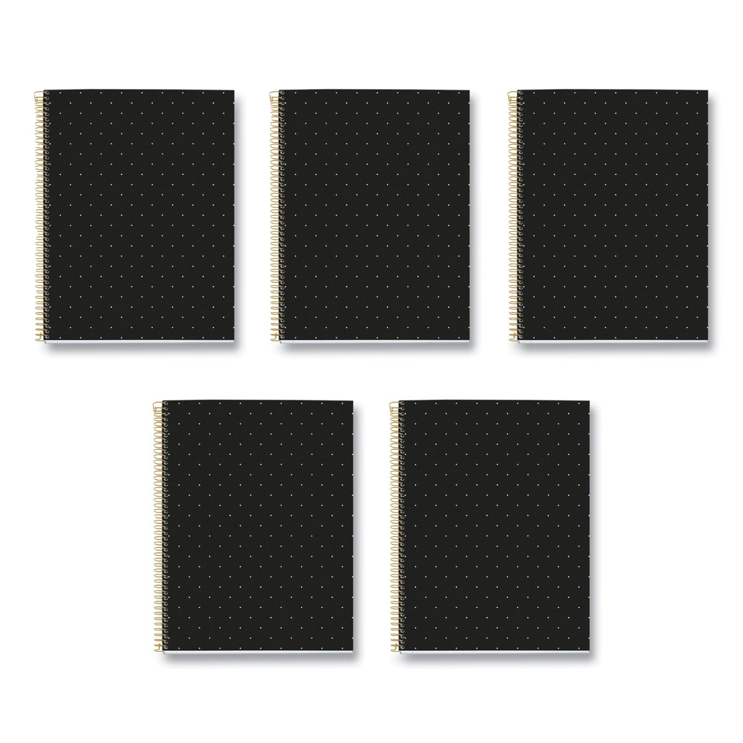 Roaring Spring MR M Fashion Notebook, 4-Subject, Medium/College Rule, Black Dots Cover, (120) 11 x 8.5 Sheets, 5/Carton (48293CS)