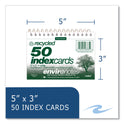 Roaring Spring Environotes Wirebound Recycled Index Cards, Narrow Rule, 3 x 5, White, 50 Cards, 24/Carton (28335CS)