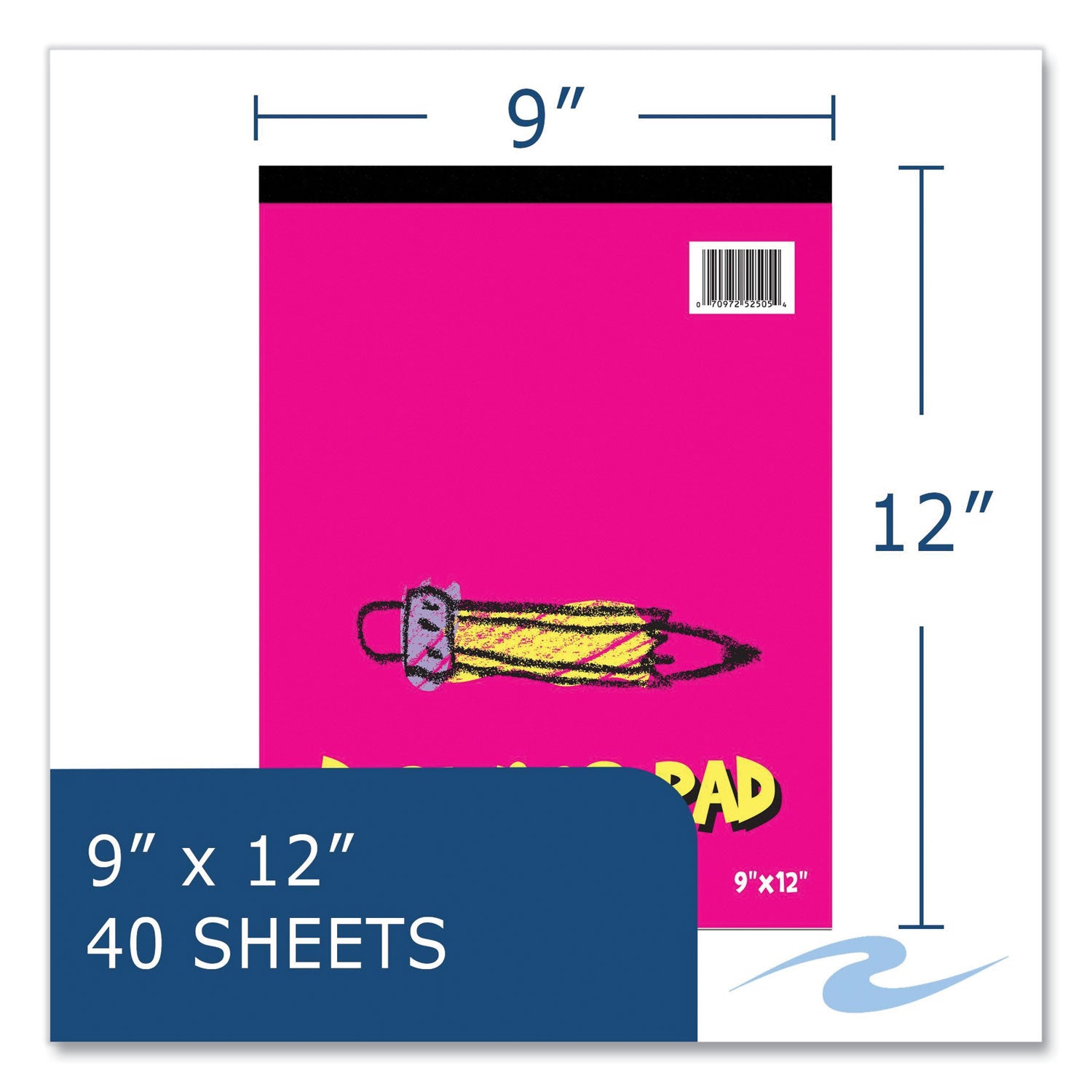 Roaring Spring Kids Drawing Pad, 40 White 9 x 12 Sheets, 12/Carton (52505CS)