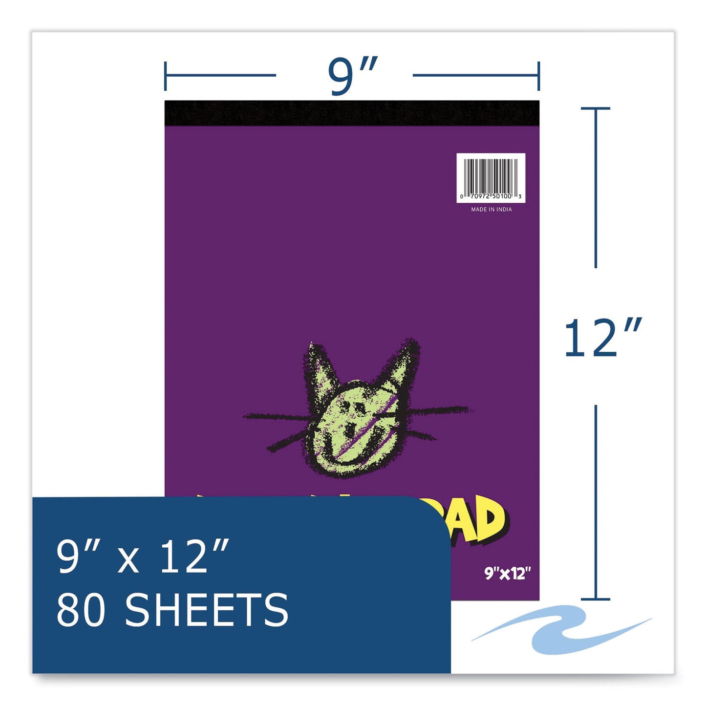 Roaring Spring Kids Doodle Pad, 80 White 9 x 12 Sheets, 12/Carton (50100CS)