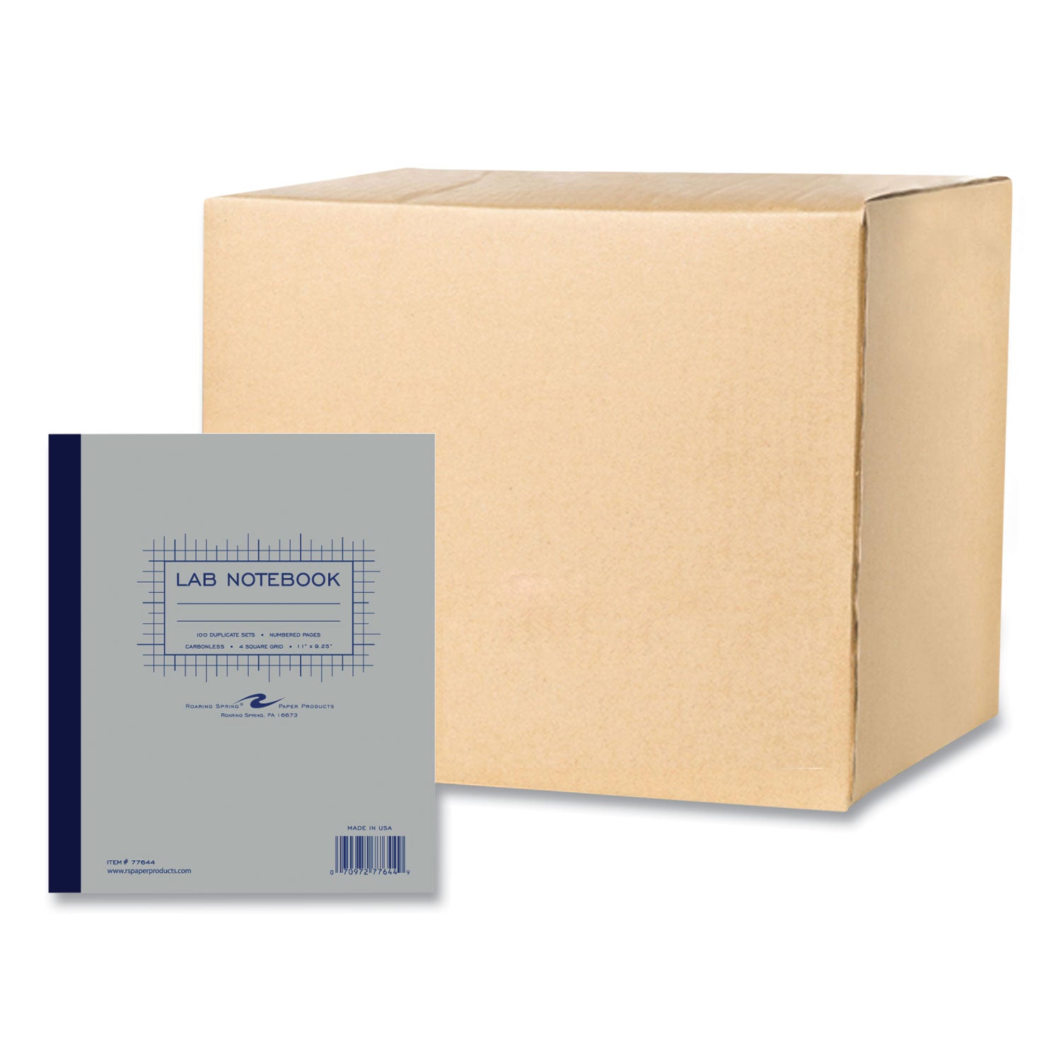 Roaring Spring Lab and Science Carbonless Notebook, Quad Rule (4 sq/in), Gray Cover, (200) 11 x 9.25 Sheets, 5/Carton (77644CS)