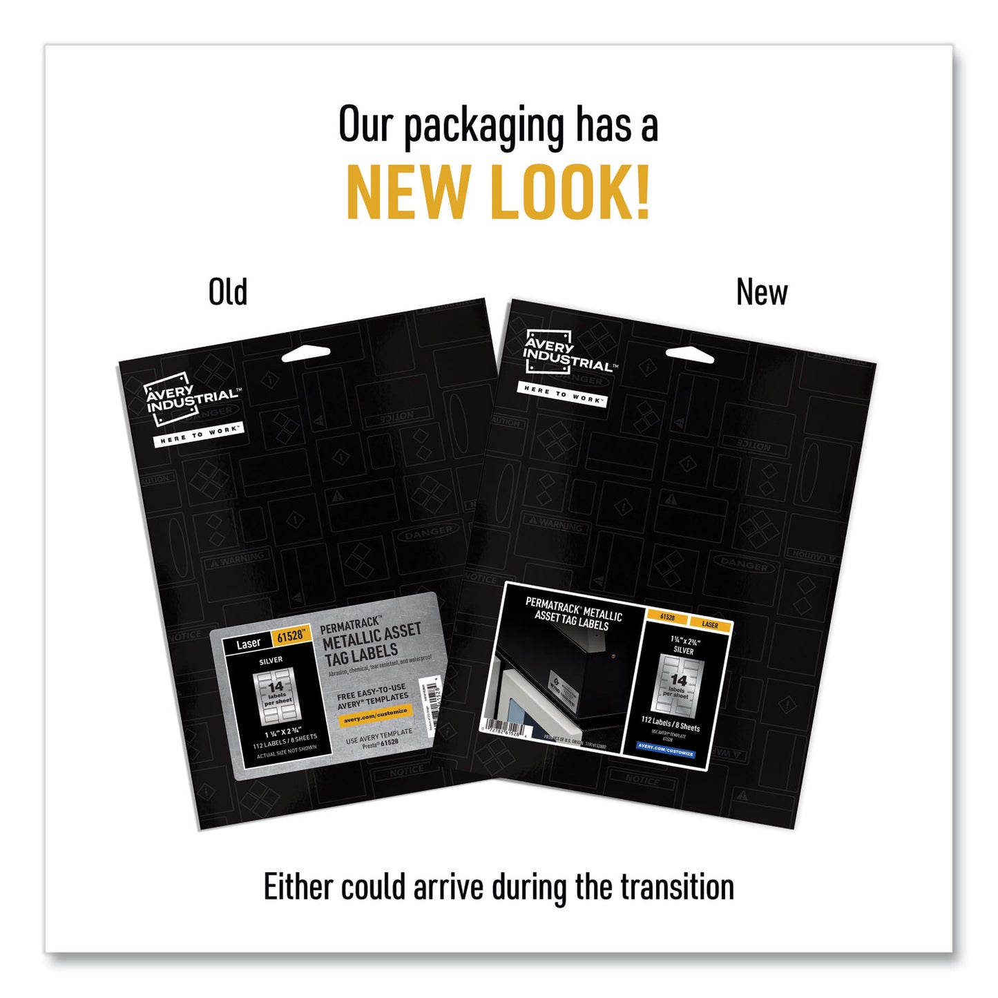 Avery PermaTrack Metallic Asset Tag Labels, Laser Printers, 1.25 x 2.75, Silver, 14/Sheet, 8 Sheets/Pack (61528)