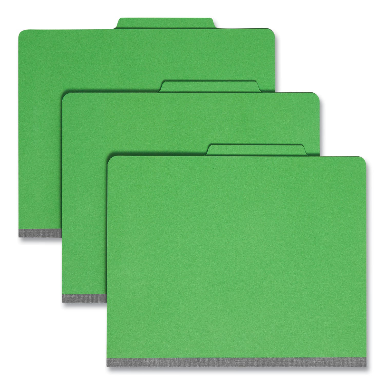 Smead Top Tab Classification Folders, Four SafeSHIELD Fasteners, 2" Expansion, 1 Divider, Letter Size, Green Exterior, 10/Box (13702)