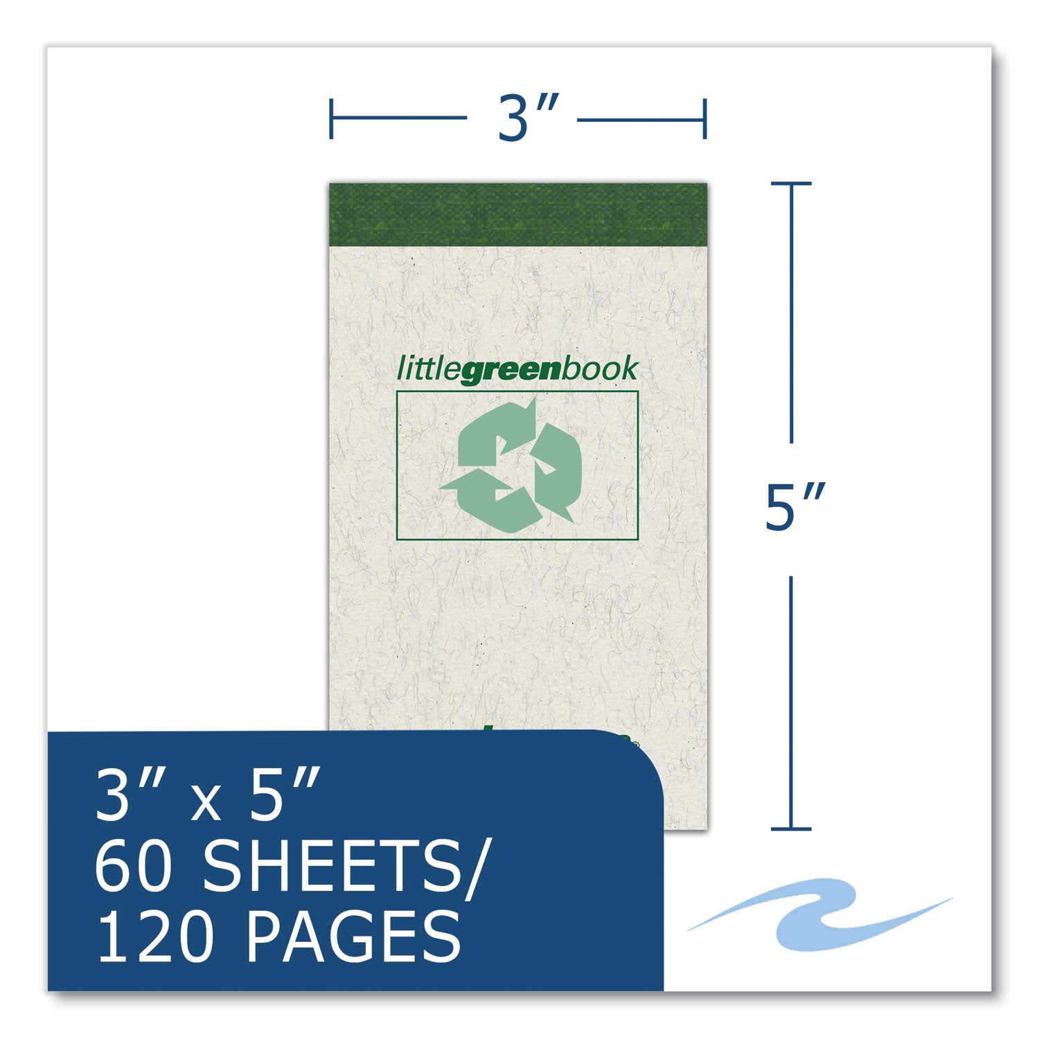 Roaring Spring Little Green Memo Book, Narrow Rule, Gray Cover, (60) 3 x 5 Sheets, 48/Carton (77355CS)