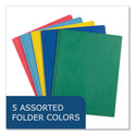 Roaring Spring Pocket Folder with 3 Fasteners, 0.5" Capacity, 11 x 8.5, Assorted Colors, 100/Carton (54200CS)