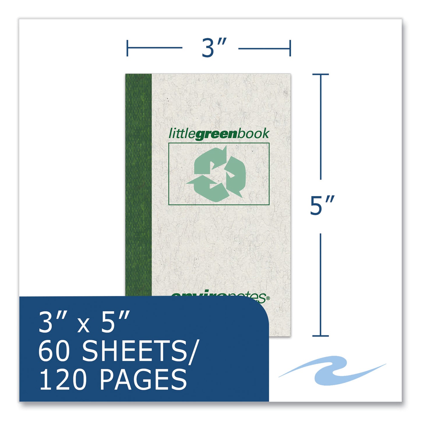 Roaring Spring Little Green Memo Book, Narrow Rule, Gray Cover, (60) 5 x 3 Sheets, 48/Carton (77356CS)