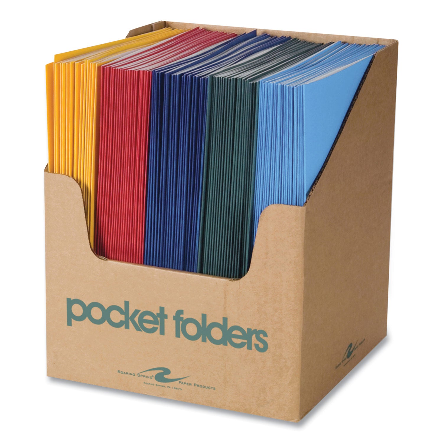 Roaring Spring Pocket Folder, 0.5" Capacity, 11 x 8.5, Assorted Colors, 100/Carton (50200CS)