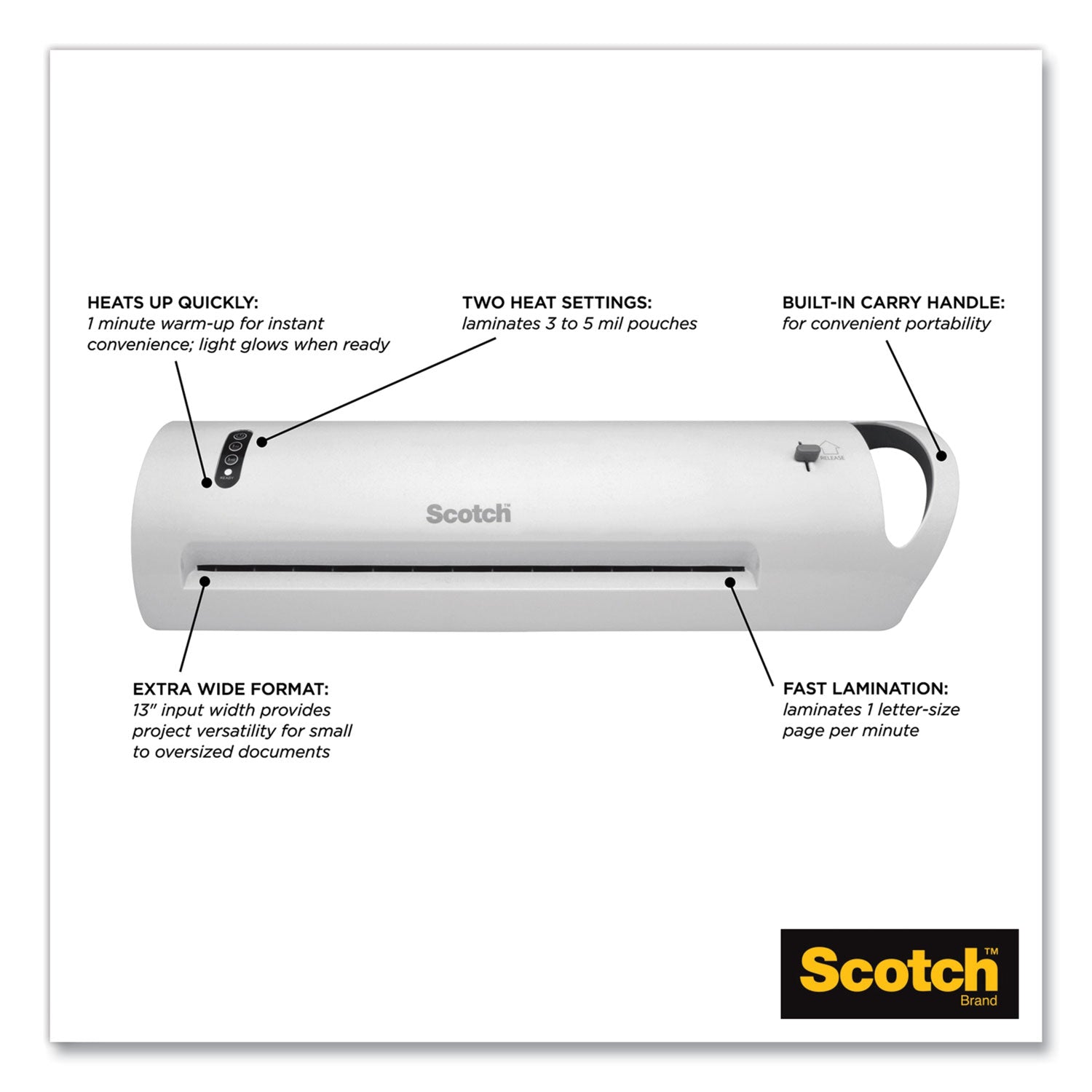 Scotch Advanced Thermal Laminator, 13" Max Document Width, 5 mil Max Document Thickness (TL1302XVP)