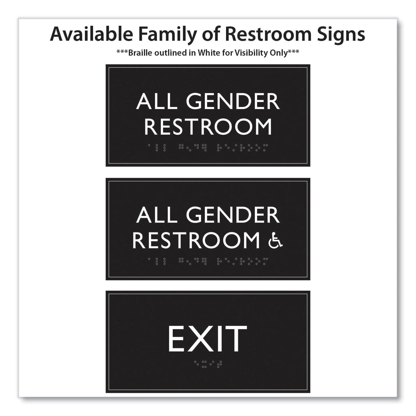 Headline ADA Sign, Exit, Plastic, 4 x 4, Clear/White (69922)