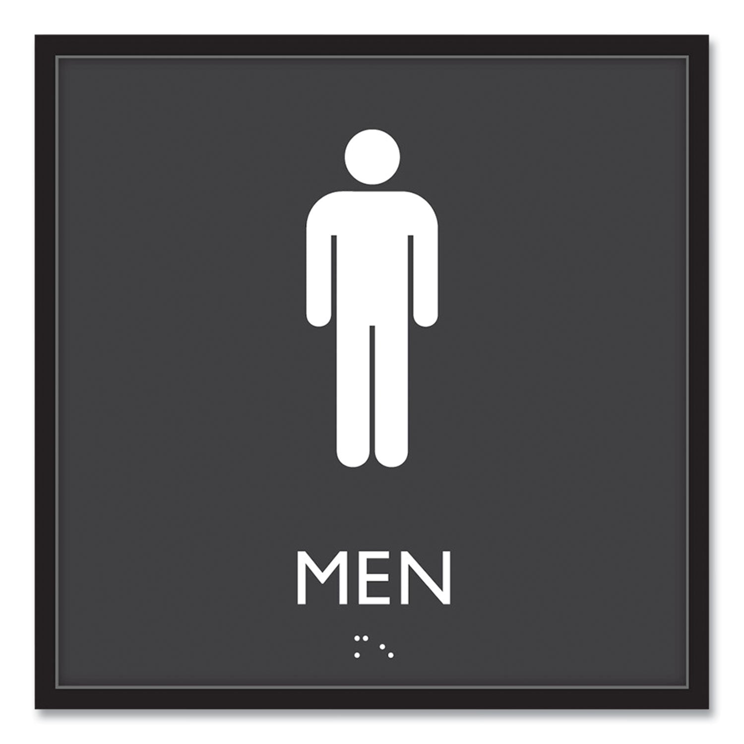 Headline ADA Sign, Men, Plastic, 8 x 8, Clear/White (66914)