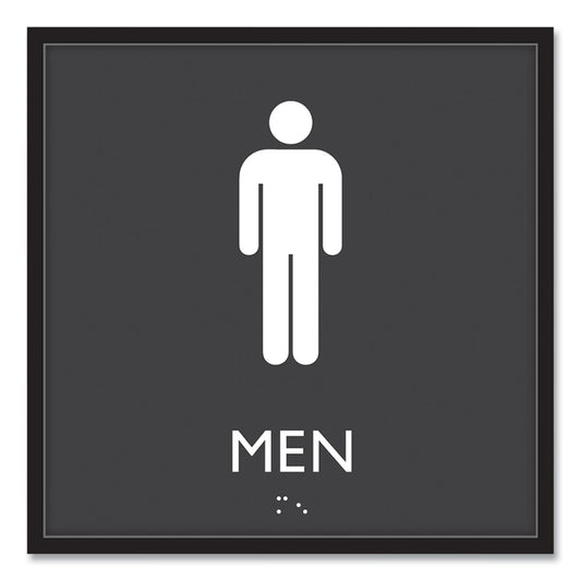 Headline ADA Sign, Men, Plastic, 8 x 8, Clear/White (66914)