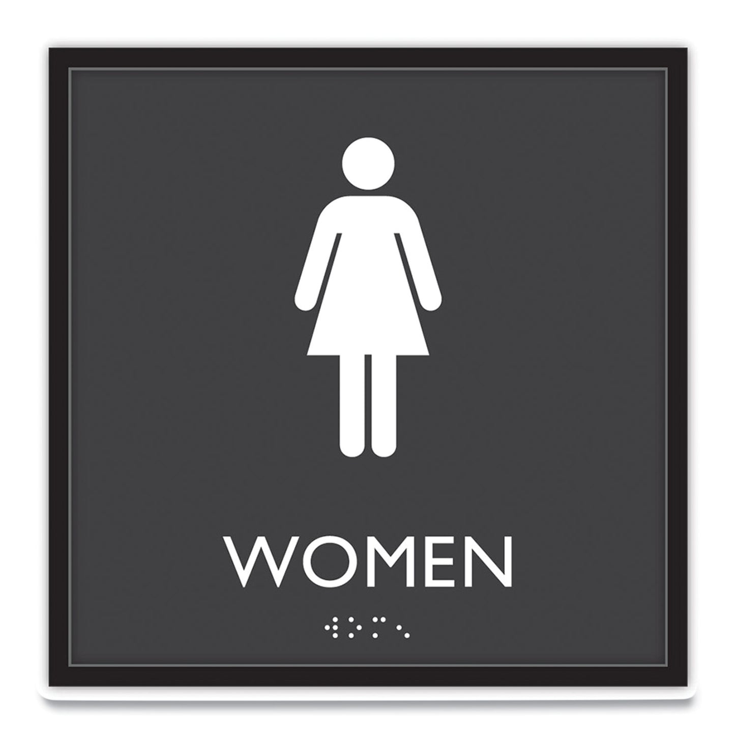 Headline ADA Sign, Women, Plastic, 8 x 8, Clear/White (66912)