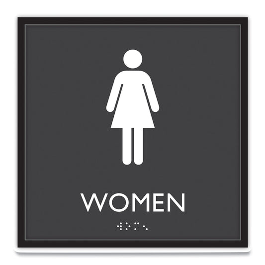 Headline ADA Sign, Women, Plastic, 8 x 8, Clear/White (66912)