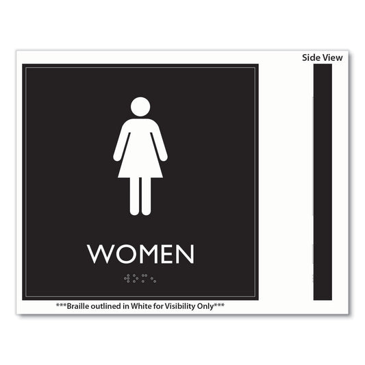 Headline ADA Sign, Women, Plastic, 8 x 8, Clear/White (66912)