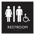 Headline ADA Sign, Unisex Accessible Restroom, Plastic, 8 x 8, Clear/White (66911)