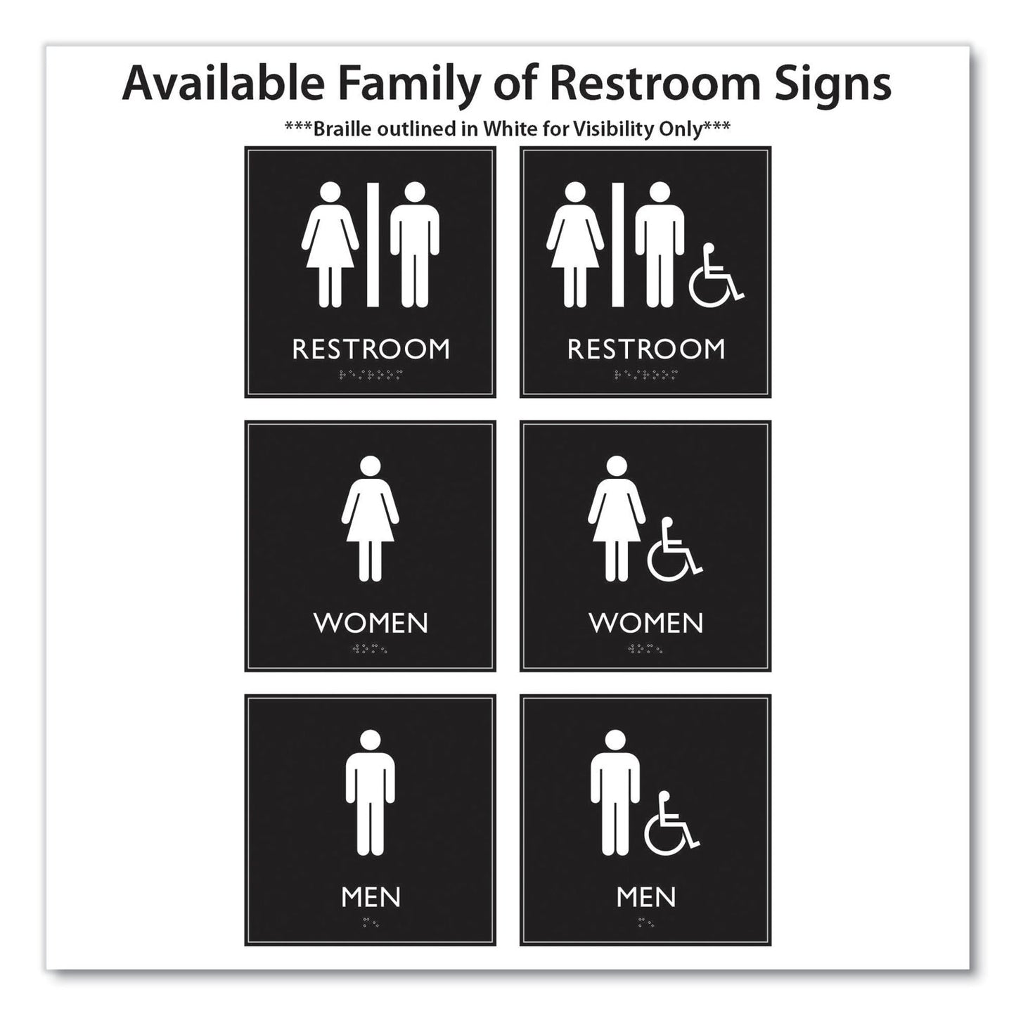 Headline ADA Sign, Men Accessible, Plastic, 8 x 8, Clear/White (66915)