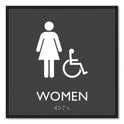 Headline ADA Sign, Women Accessible, Plastic, 8 x8, Clear/White (66913)