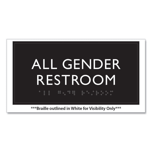 Headline ADA Sign, All Gender Restroom, Plastic, 4 x 4, Clear/White (69920)