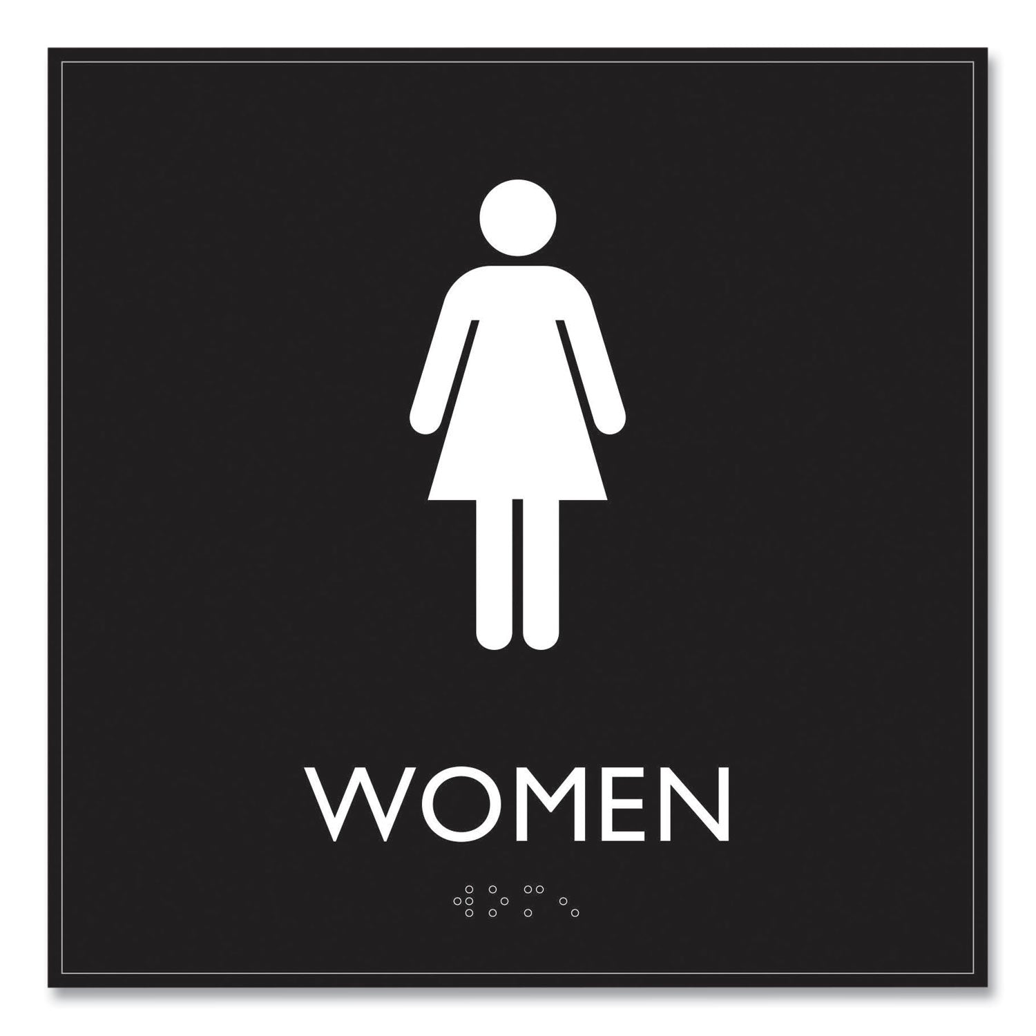 Headline ADA Sign, Women, Plastic, 8 x 8, Clear/White (66912)