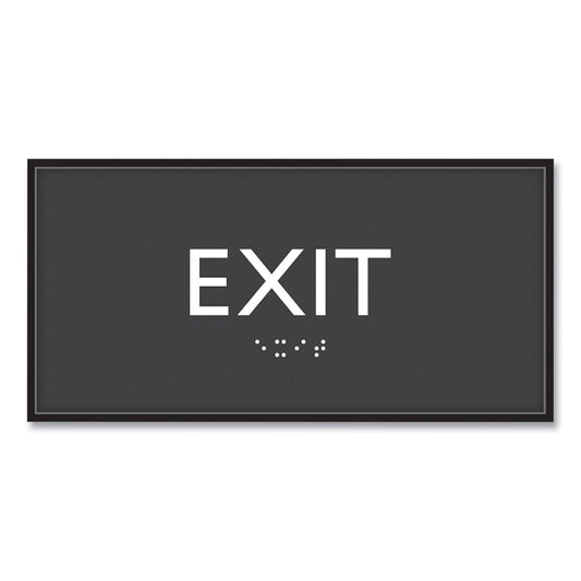 Headline ADA Sign, Exit, Plastic, 4 x 4, Clear/White (69922)