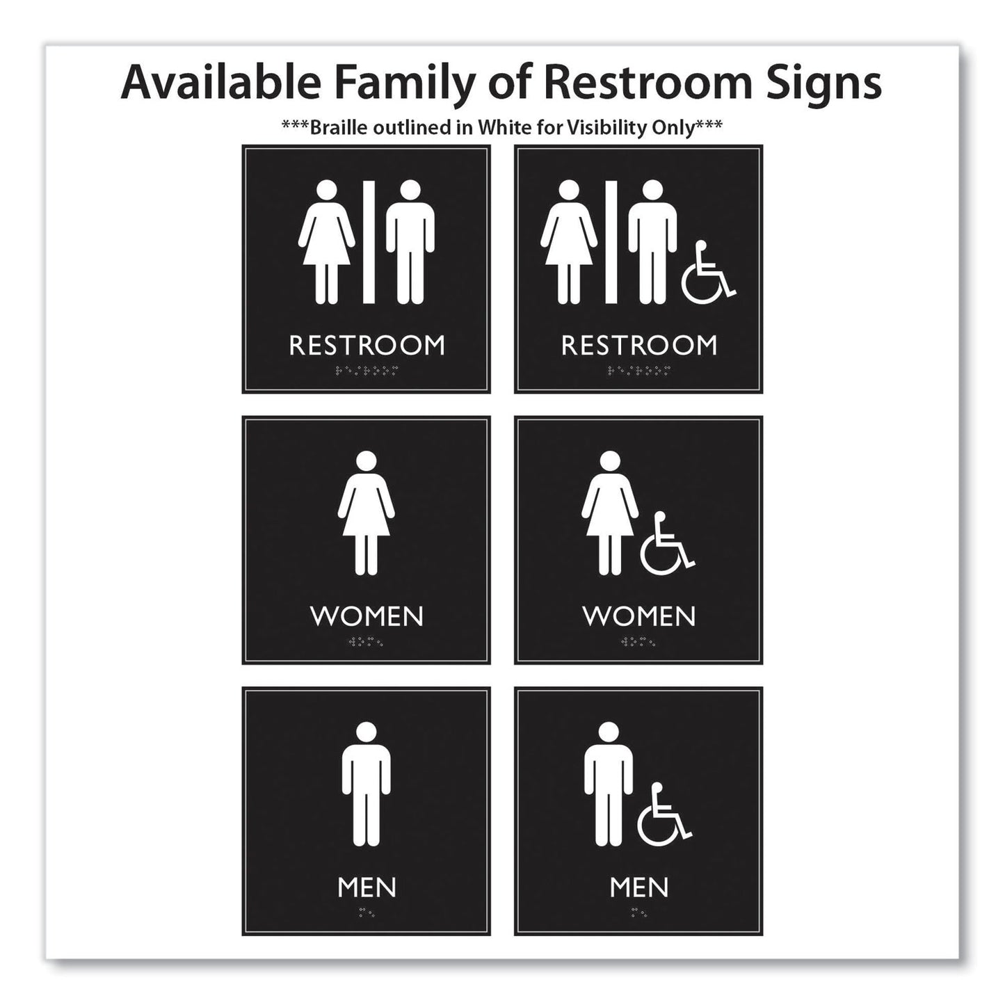 Headline ADA Sign, Women, Plastic, 8 x 8, Clear/White (66912)