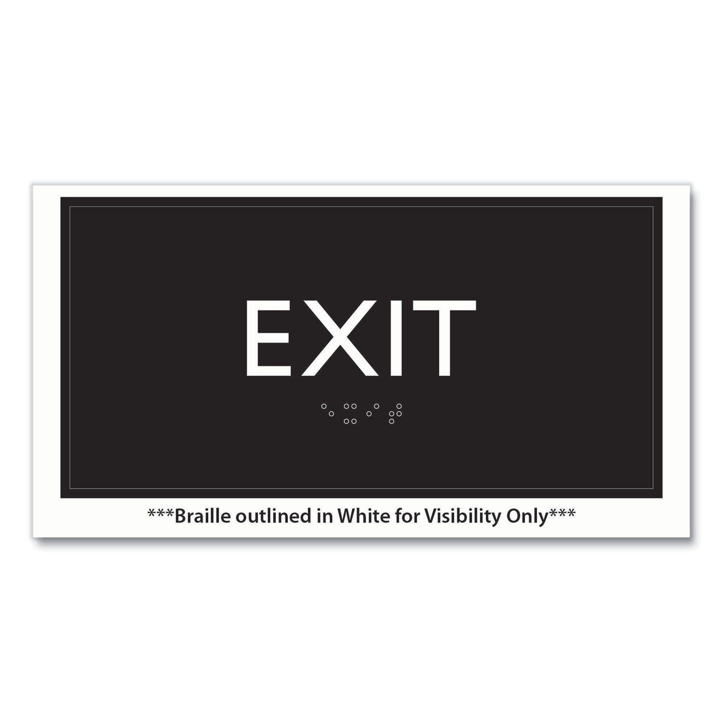 Headline ADA Sign, Exit, Plastic, 4 x 4, Clear/White (69922)