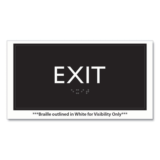 Headline ADA Sign, Exit, Plastic, 4 x 4, Clear/White (69922)