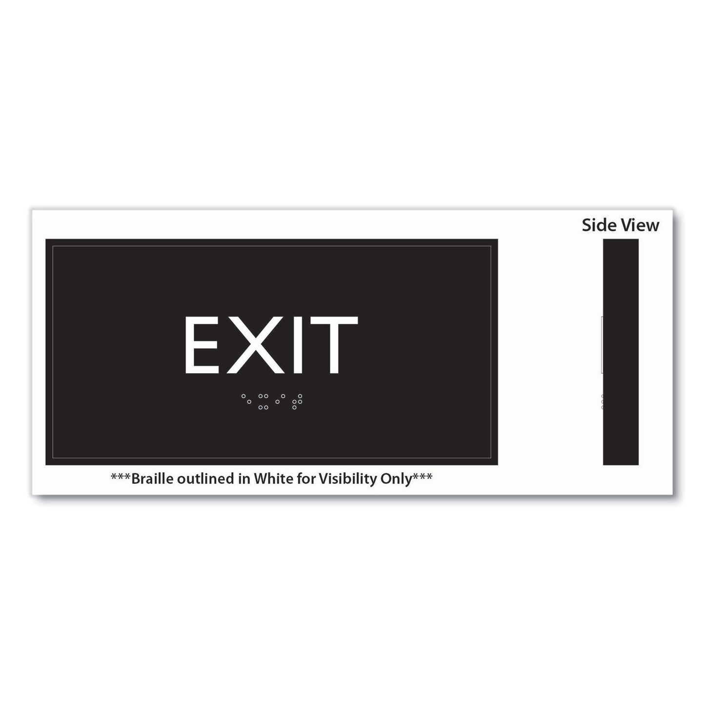 Headline ADA Sign, Exit, Plastic, 4 x 4, Clear/White (69922)