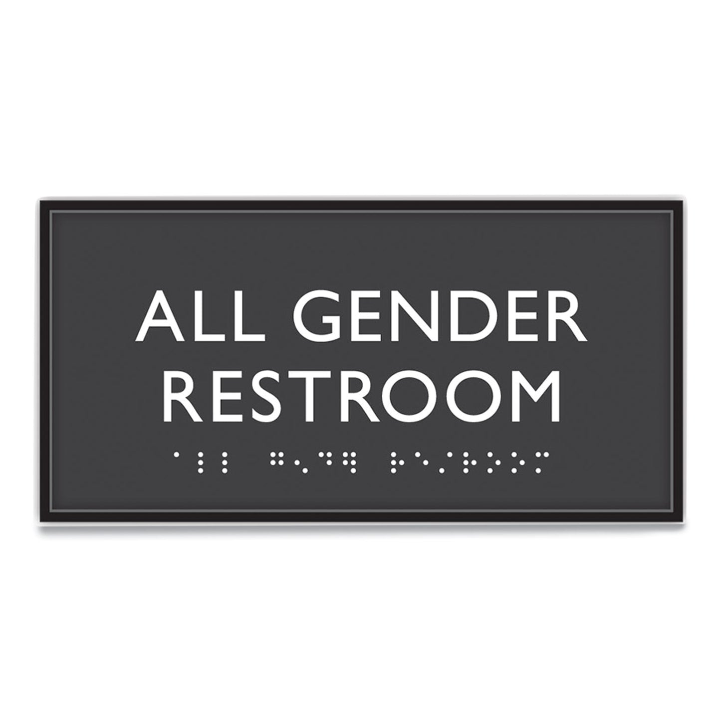 Headline ADA Sign, All Gender Restroom, Plastic, 4 x 4, Clear/White (69920)