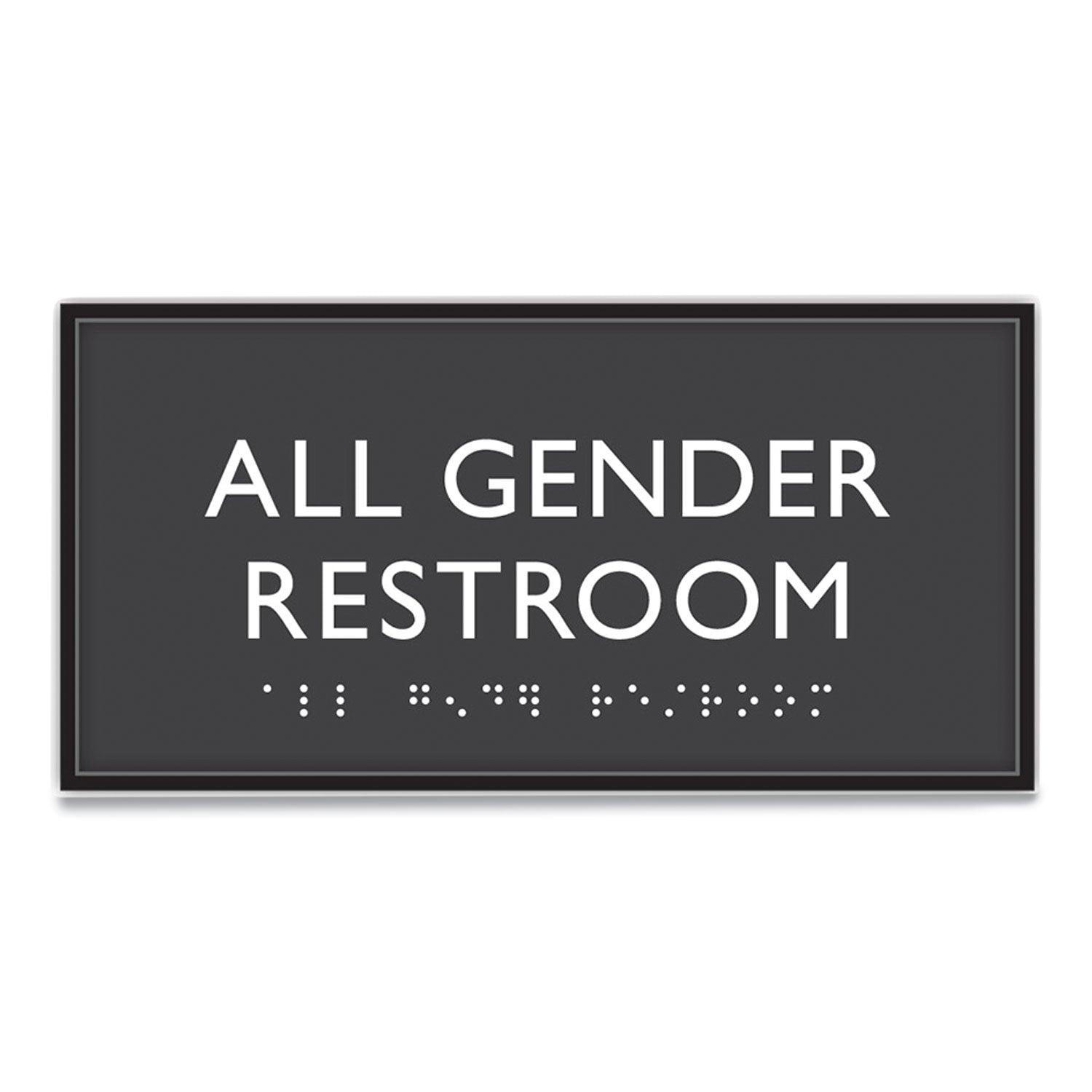 Headline ADA Sign, All Gender Restroom, Plastic, 4 x 4, Clear/White (69920)